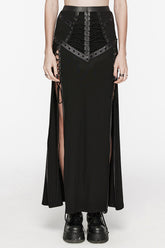 Jupe sirène punk à lacets noirs avec rivets pour femmes